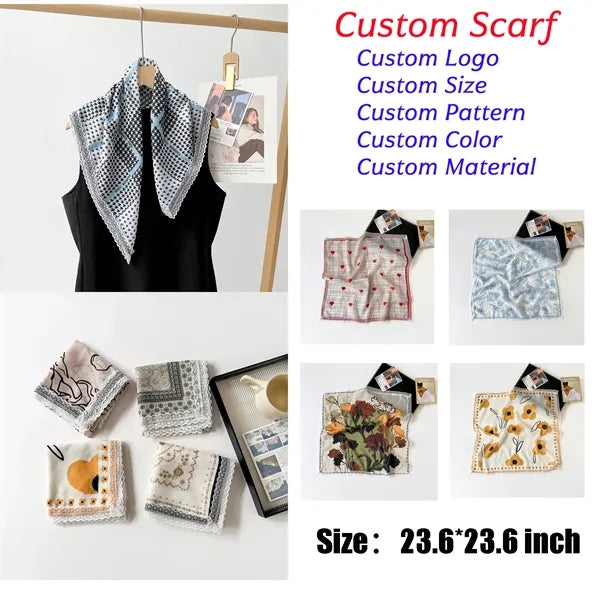 New women printed 23.6-inch square scarf headscarf