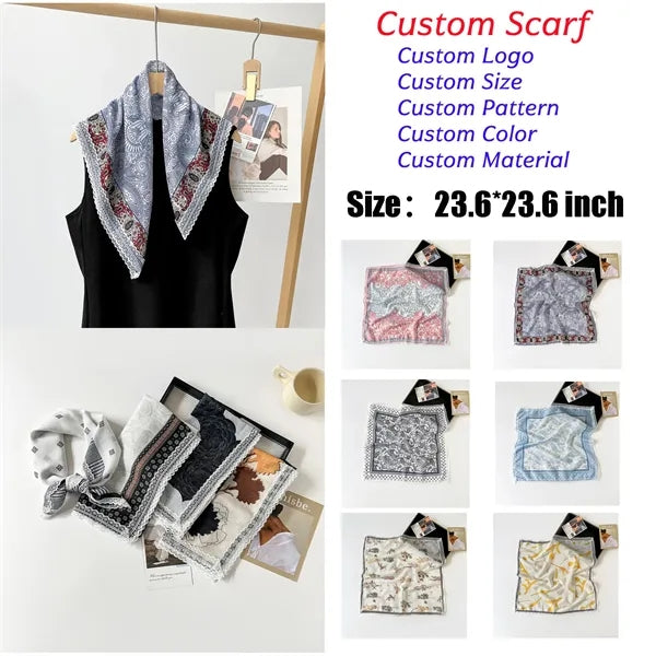 New women printed 23.6-inch square scarf headscarf