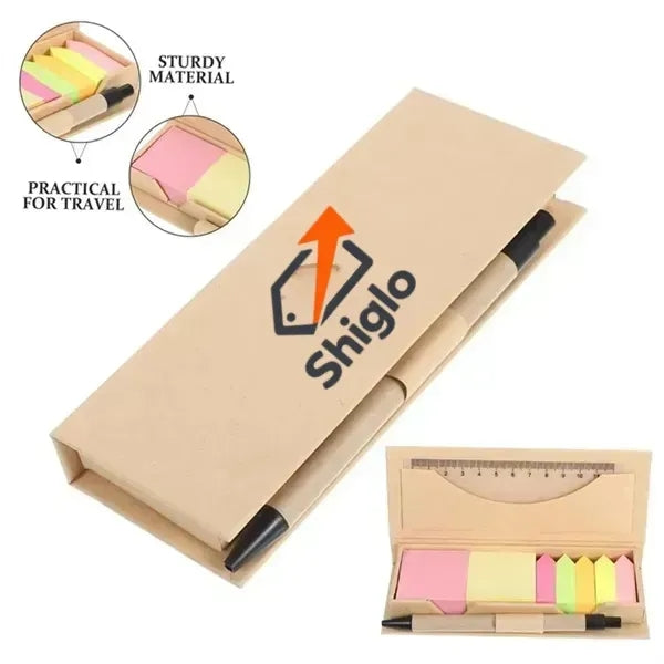Portable Sticky Note Box With Ruler And Pen