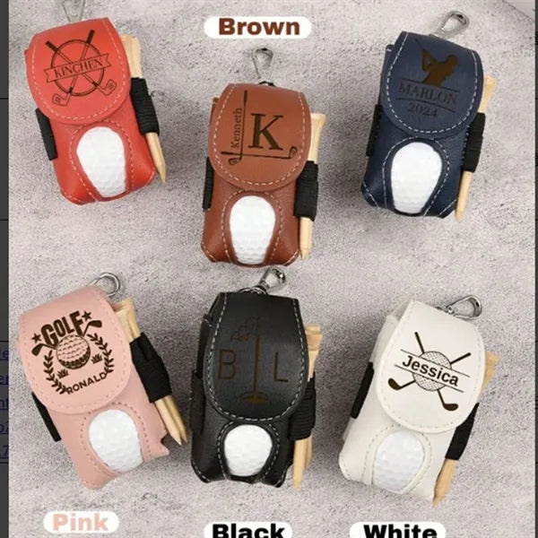 PU Leather Golf Ball Carry Bag Waist Pouch