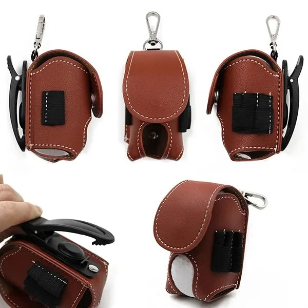 PU Leather Golf Ball Carry Bag Waist Pouch