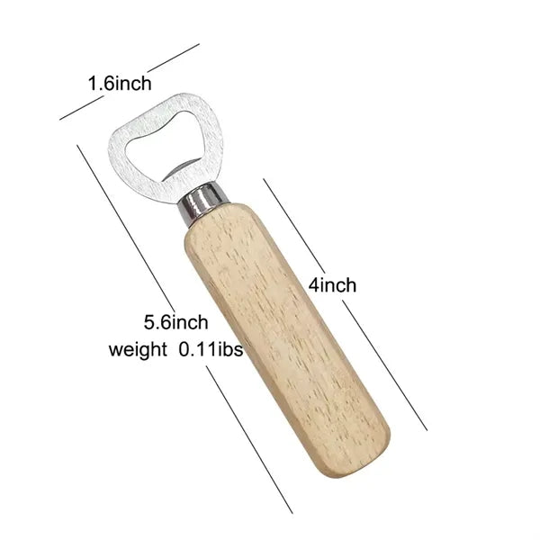 Wooden handle bottle opener