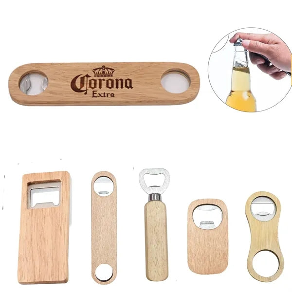 Wooden handle bottle opener