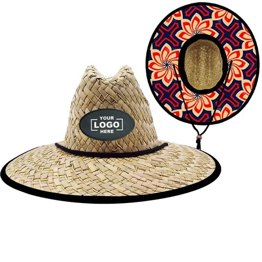 Eco Friendly Straw Lifeguard Hats with Patch Logo