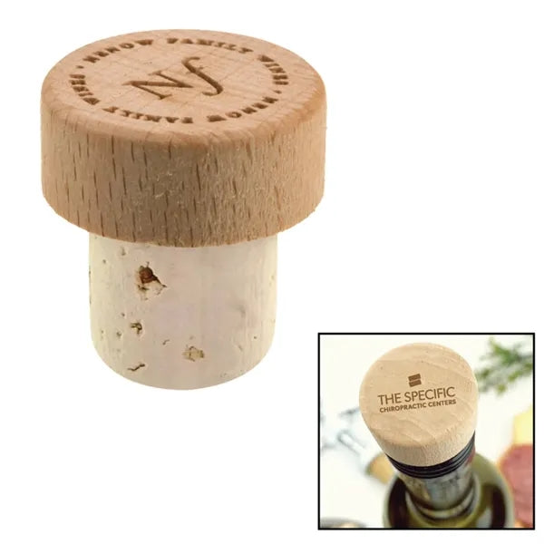 Beechwood Wine Stopper Cork Bottle Cap