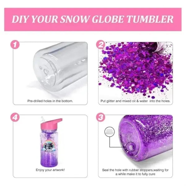 DIY Creative Glitter & Sticker Water Bottle