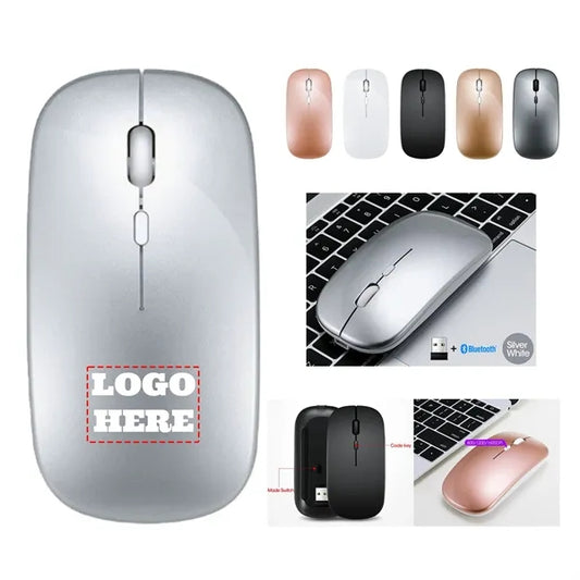 Slim Rechargeable Bluetooth Wireless Mouse with USB Receiver
