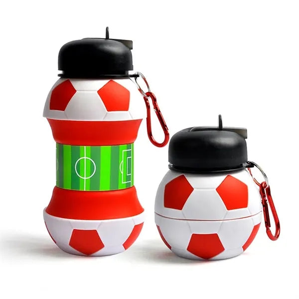Collapsible Silicone Soccer Ball Water Bottle for Kids 18oz