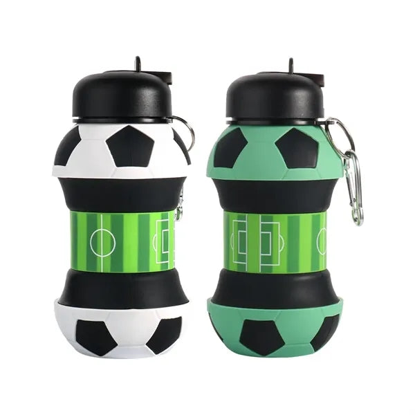 Collapsible Silicone Soccer Ball Water Bottle for Kids 18oz
