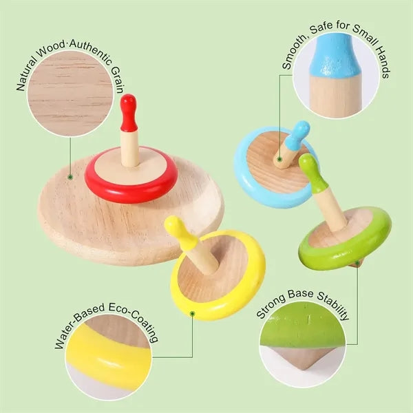 Colorful Wooden Spinning Tops Set