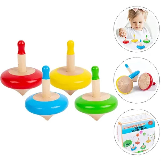 Colorful Wooden Spinning Tops Set