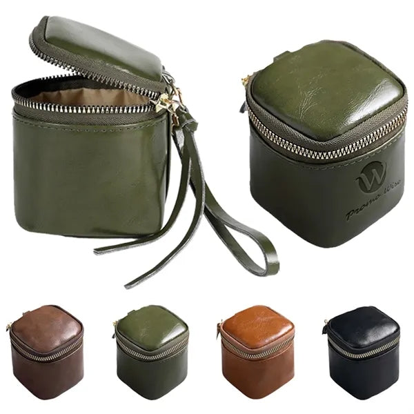 PU Leather Lightweight Zippered Keychain Mini Coin Purse