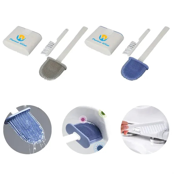 Non-Slip Wall Mount Toilet Brush Set with Ventilated Holder