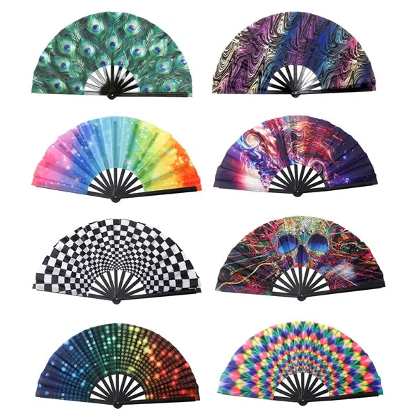 Big 11" Plastic Ribs Fabric Folding Kung Fu Clack Fan