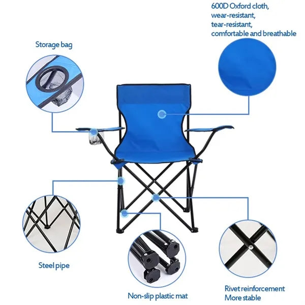 Folding Camping Chair Portable Outdoor Seat Armrest