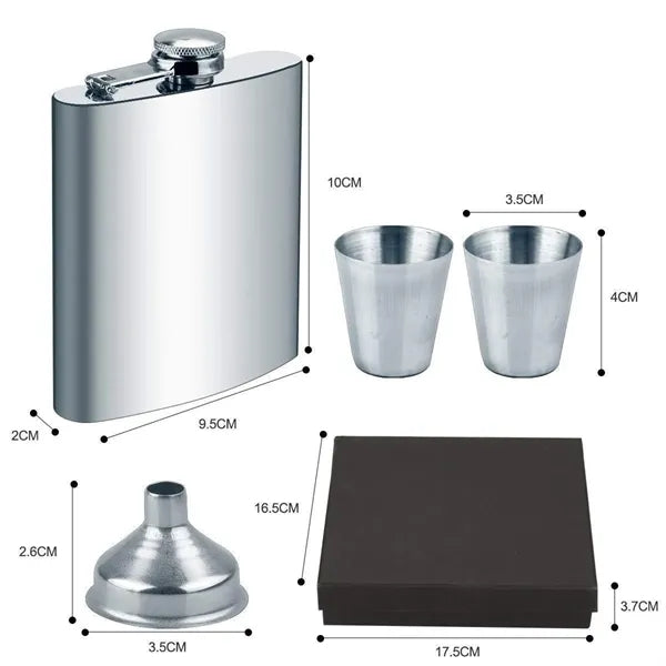 7Oz Stainless Steel Hip Flask Set