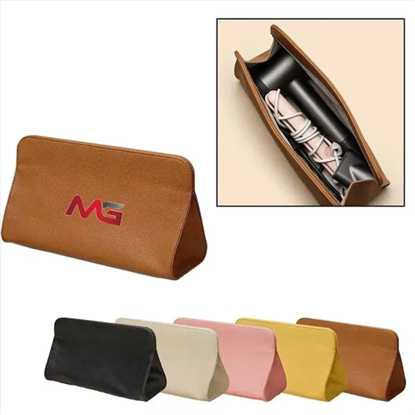 Pu Leather Hair Dryer Storage Bag Or Toiletry Pouch