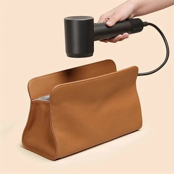 Pu Leather Hair Dryer Storage Bag Or Toiletry Pouch