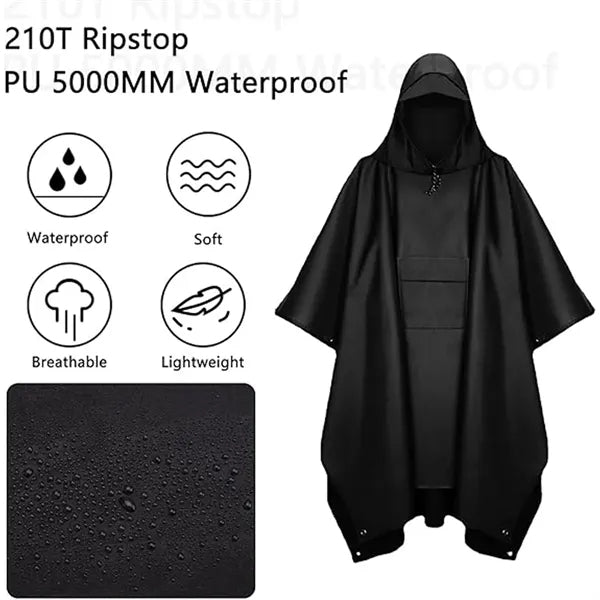 3-In-1 Outdoor Waterproof Rain Poncho