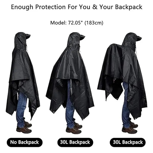 3-In-1 Outdoor Waterproof Rain Poncho