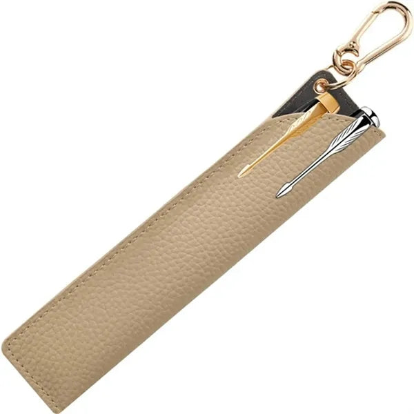 Slim PU Leather Pen Pouch With Keychain