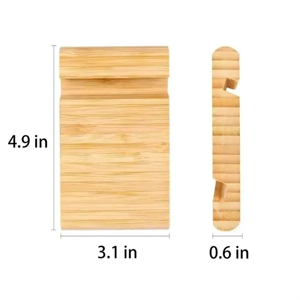 Bamboo Phone Stand Dual Slot Wooden Desk Holder