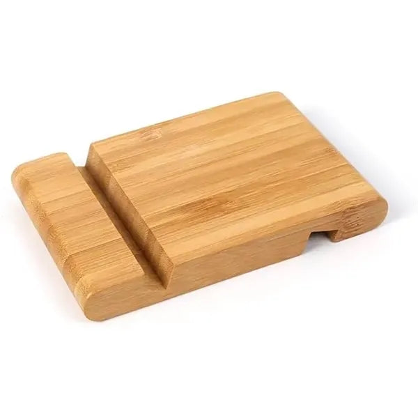Bamboo Phone Stand Dual Slot Wooden Desk Holder