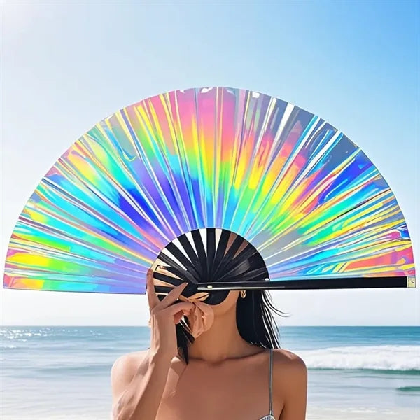 Holographic Laser Colors Hand Fan