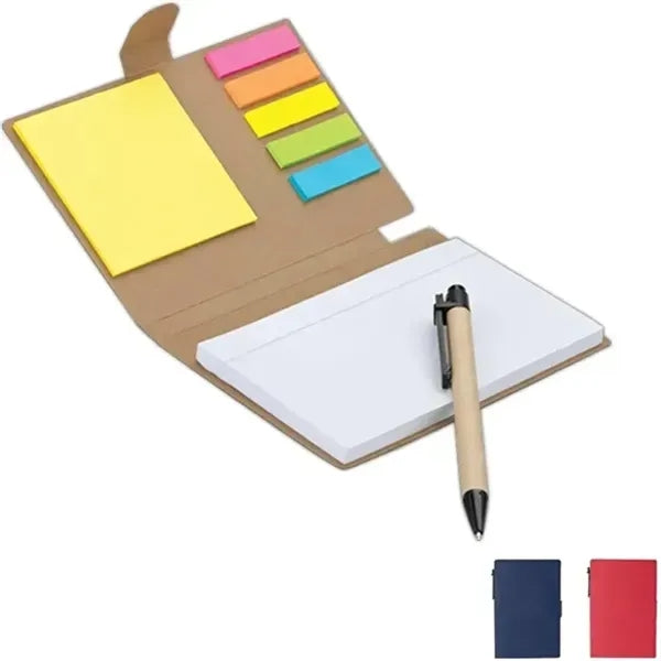 Natural Notebook Set with Sticky Notes and Pen