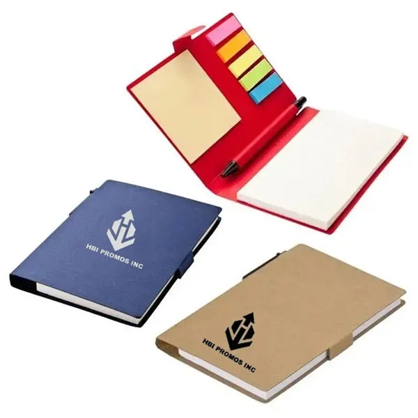 Natural Notebook Set with Sticky Notes and Pen