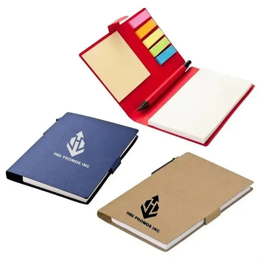 Natural Notebook Set with Sticky Notes and Pen