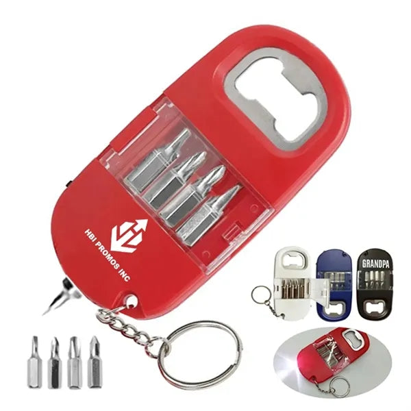 Multi-Tool Keychain with Screwdriver Set & Bottle Opener