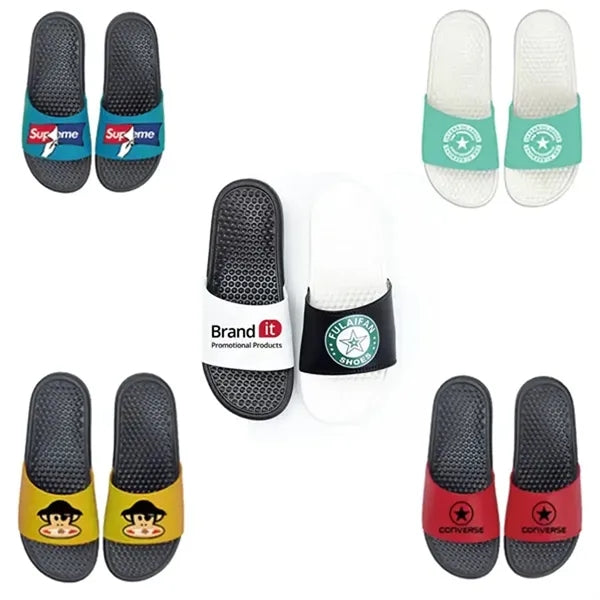 Unisex Massage Slide Sandals - PVC Sole, PU Leather Strap