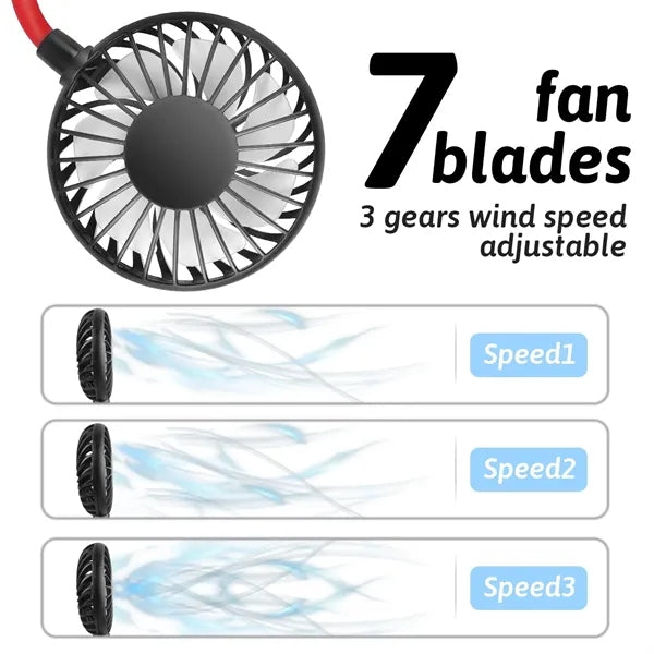 Rechargeable Neck Fan With LED Light