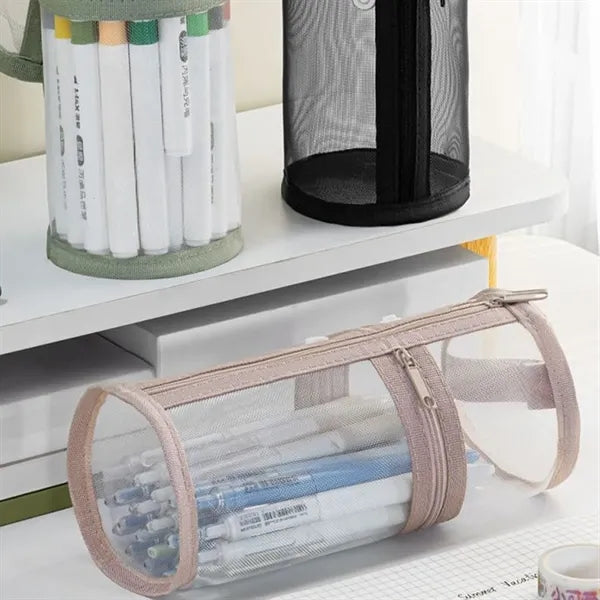 Transparent Cylindrical Pencil Case Large Capacity