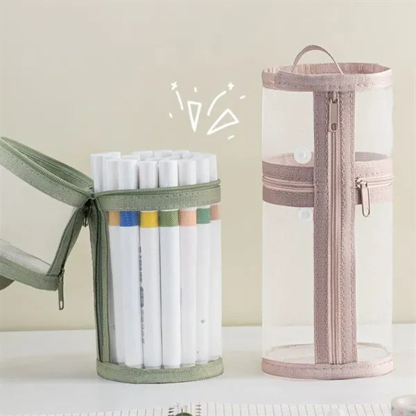 Transparent Cylindrical Pencil Case Large Capacity