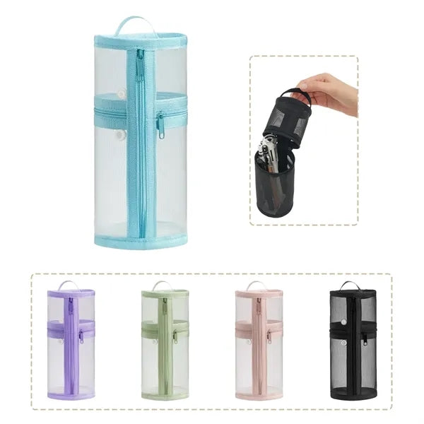 Transparent Cylindrical Pencil Case Large Capacity