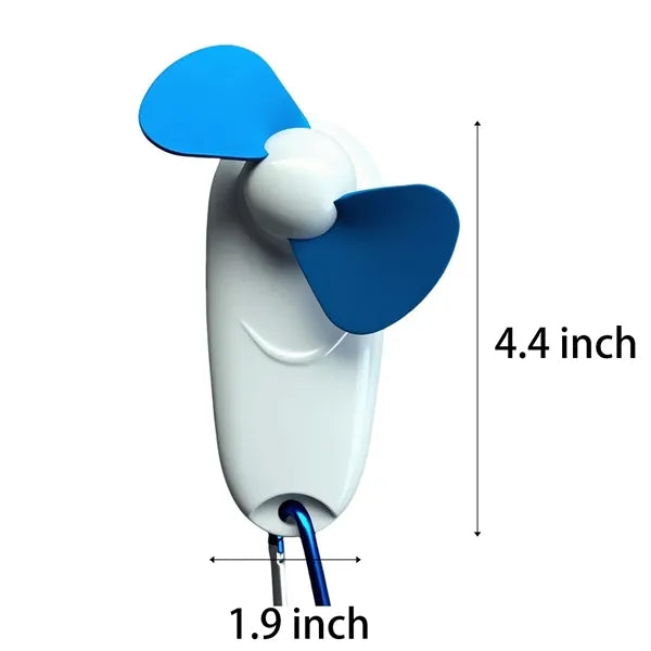 Small Fan with Carabiner and LED Light