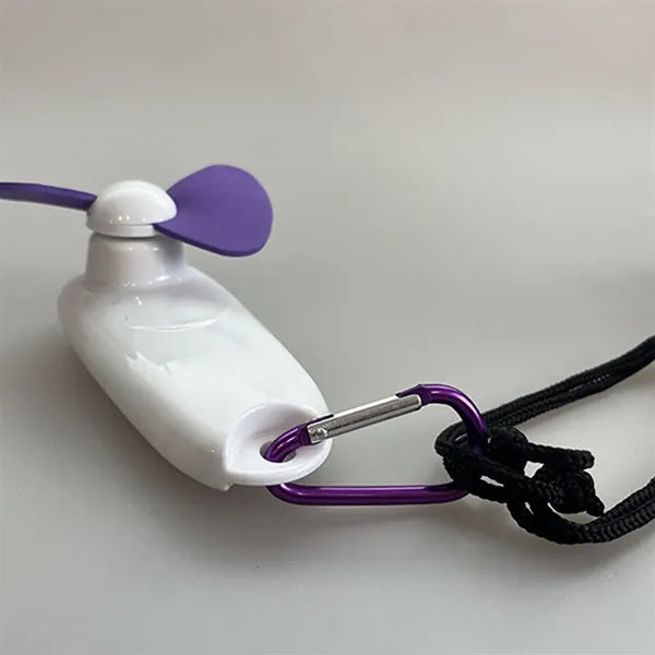Small Fan with Carabiner and LED Light