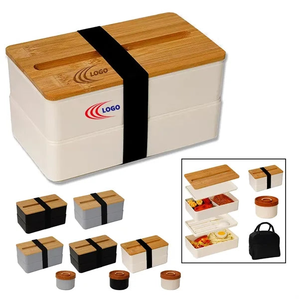 2-Tier Lunch Box With Built-in Phone Holder