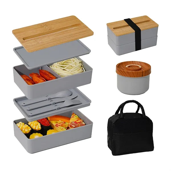 2-Tier Lunch Box With Built-in Phone Holder