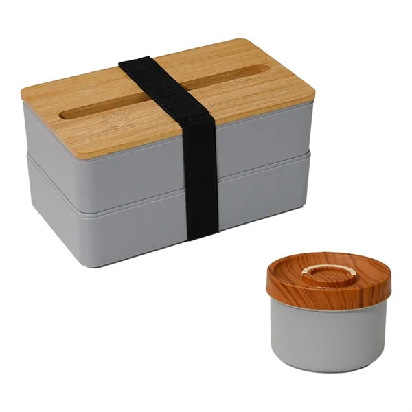 2-Tier Lunch Box With Built-in Phone Holder