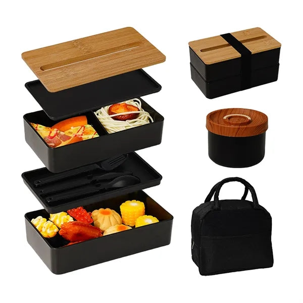 2-Tier Lunch Box With Built-in Phone Holder