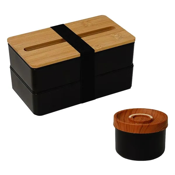 2-Tier Lunch Box With Built-in Phone Holder
