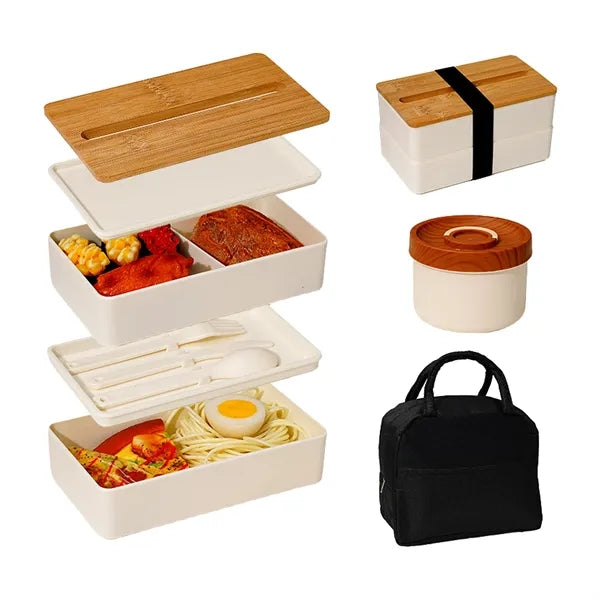 2-Tier Lunch Box With Built-in Phone Holder