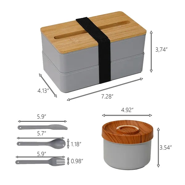 2-Tier Lunch Box With Built-in Phone Holder