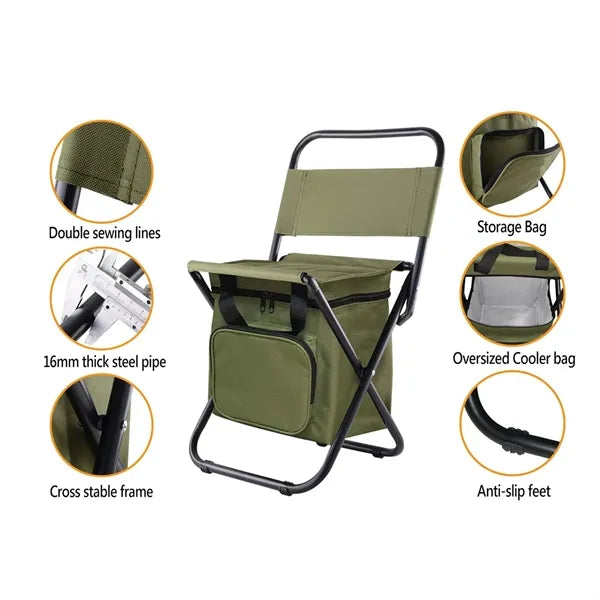 Portable Folding Cooler Chair Outdoor Camping Seat