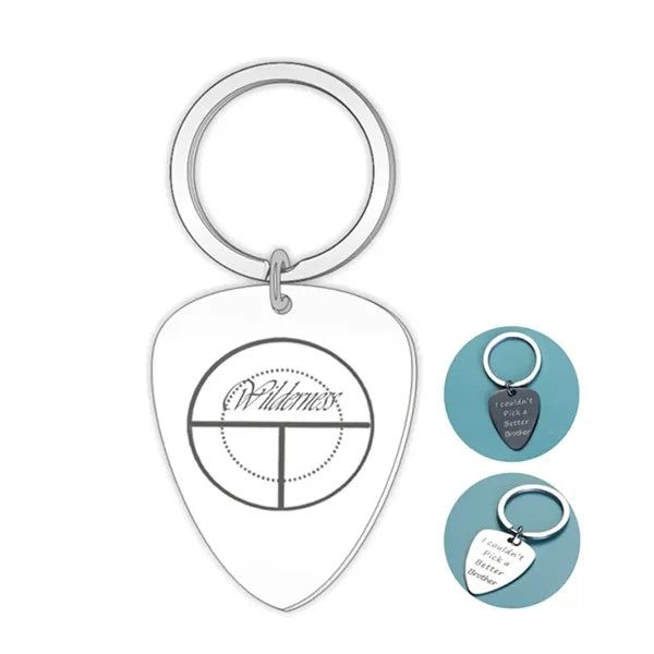 Stainless Steel Guitar Pick Keychain