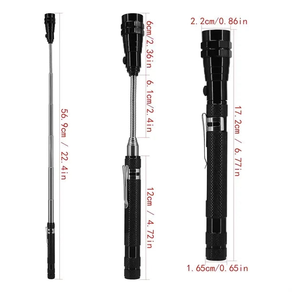 Dual Magnetic Telescopic LED Flashlight Pickup Tool