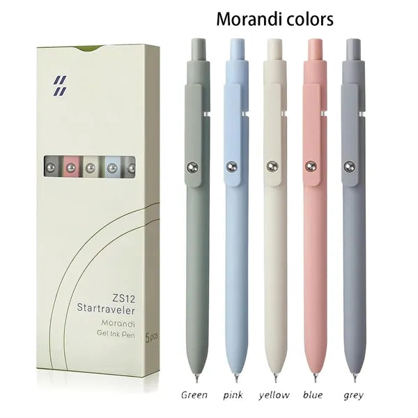 0.5mm Morandi Retro Colored Push Button Gel Pen Black Ink